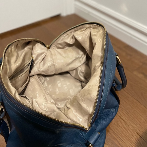 Michael Kors Leather Satchel, Navy Blue - Picture 5 of 5